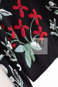 CHANEL 21PF Black Multicolor Floral Cashmere Knit Tops Sweater 38 シャネル ブラック マルチカラー 花柄 カシミア ニット トップス セーター 即発