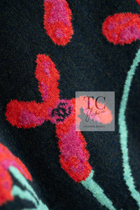 CHANEL 21PF Black Multicolor Floral Cashmere Knit Tops Sweater 38 シャネル ブラック マルチカラー 花柄 カシミア ニット トップス セーター 即発
