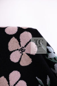 CHANEL 21PF Black Multicolor Floral Cashmere Knit Tops Sweater 38 シャネル ブラック マルチカラー 花柄 カシミア ニット トップス セーター 即発