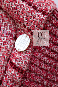 CHANEL 01S Red Linen Tweed Sequin Trim Vest Tops 38 シャネル レッド リネン ツイード スパンコール トリム ベスト ジレ トップス 即発