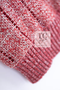 CHANEL 01S Red Linen Tweed Sequin Trim Vest Tops 38 シャネル レッド リネン ツイード スパンコール トリム ベスト ジレ トップス 即発