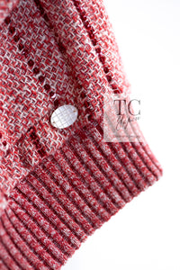 CHANEL 01S Red Linen Tweed Sequin Trim Vest Tops 38 シャネル レッド リネン ツイード スパンコール トリム ベスト ジレ トップス 即発