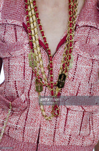 CHANEL 01S Red Linen Tweed Sequin Trim Vest Tops 38 シャネル レッド リネン ツイード スパンコール トリム ベスト ジレ トップス 即発