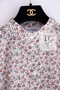 CHANEL 24PA White Red CC Logo Floral Pattern Tops Blouse 34 シャネル ホワイト レッド CC ロゴ 花柄 トップス ブラウス 即発