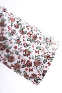 CHANEL 24PA White Red CC Logo Floral Pattern Tops Blouse 34 シャネル ホワイト レッド CC ロゴ 花柄 トップス ブラウス 即発