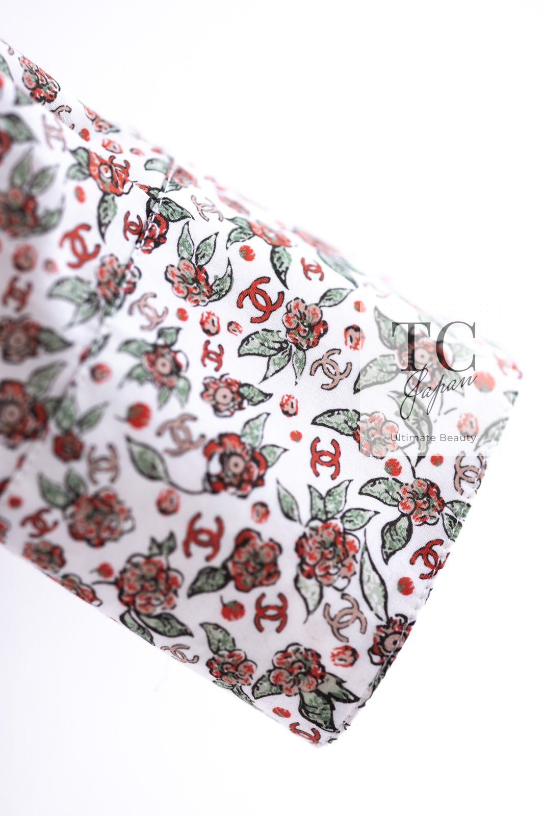 CHANEL 24PA White Red CC Logo Floral Pattern Tops Blouse 34 シャネル ホワイト レッド CC ロゴ 花柄 トップス ブラウス 即発