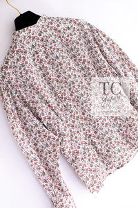 CHANEL 24PA White Red CC Logo Floral Pattern Tops Blouse 34 シャネル ホワイト レッド CC ロゴ 花柄 トップス ブラウス 即発