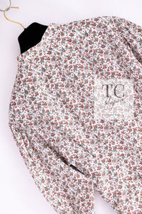 CHANEL 24PA White Red CC Logo Floral Pattern Tops Blouse 34 シャネル ホワイト レッド CC ロゴ 花柄 トップス ブラウス 即発