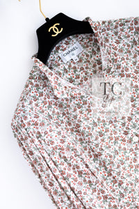 CHANEL 24PA White Red CC Logo Floral Pattern Tops Blouse 34 シャネル ホワイト レッド CC ロゴ 花柄 トップス ブラウス 即発