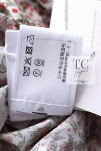 CHANEL 24PA White Red CC Logo Floral Pattern Tops Blouse 34 シャネル ホワイト レッド CC ロゴ 花柄 トップス ブラウス 即発