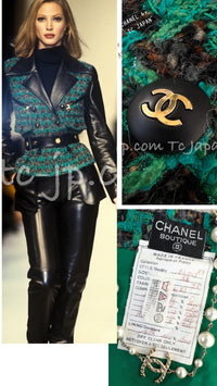 CHANEL 92A Vintage Green Black Tweed Skirt 36 38 シャネル ヴィンテージ グリーン ブラック ツイード スカート 即発