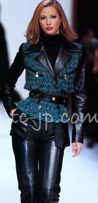 CHANEL 92A Vintage Green Black Tweed Skirt 36 38 シャネル ヴィンテージ グリーン ブラック ツイード スカート 即発