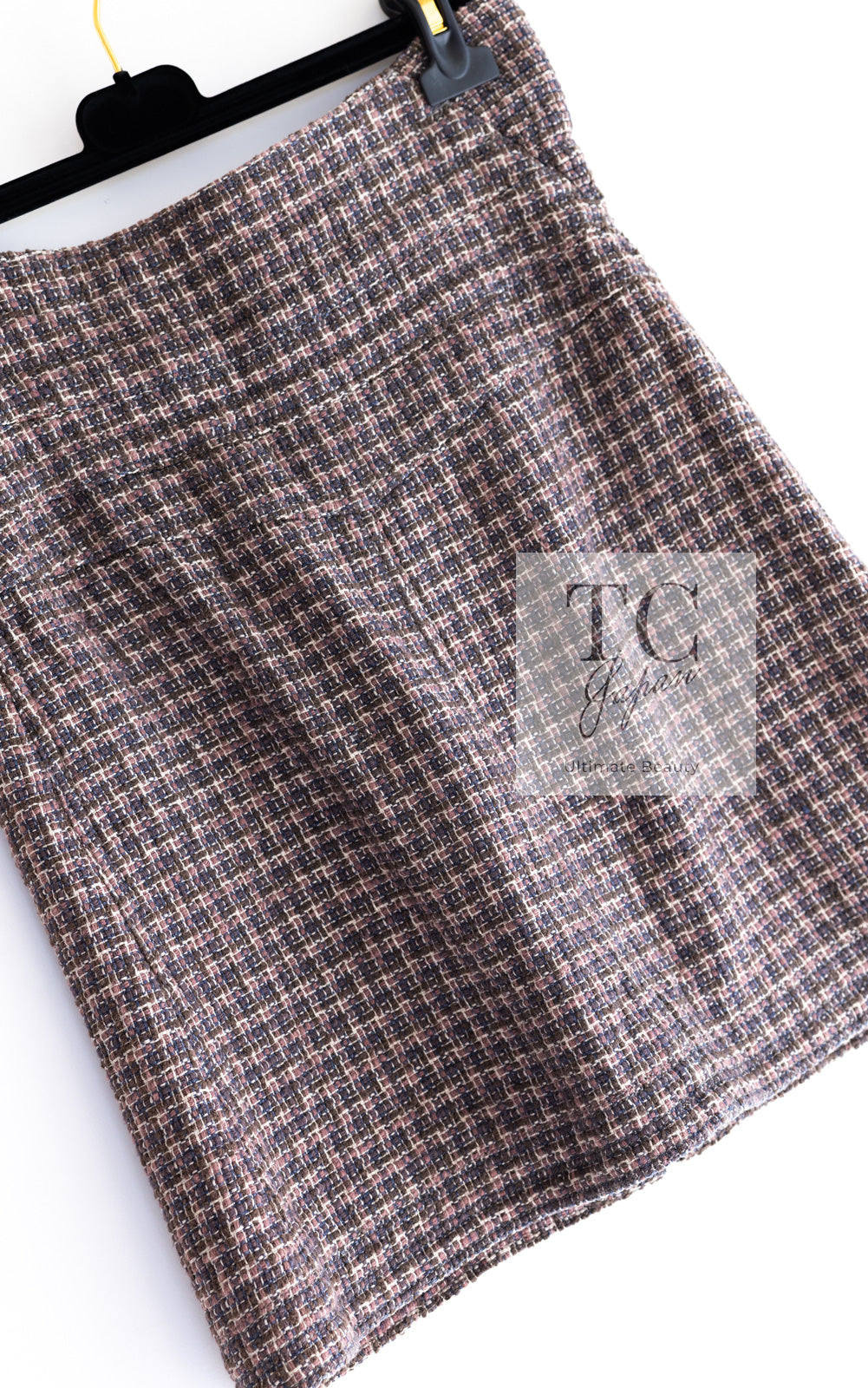 CHANEL 03S Brown Beige Pink Linen Cotton Tweed Skirt 38 シャネル ブラウン ベージュ ピンク リネン コットン ツイード スカート 即発