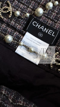 CHANEL 03S Brown Beige Pink Linen Cotton Tweed Skirt 38 シャネル ブラウン ベージュ ピンク リネン コットン ツイード スカート 即発