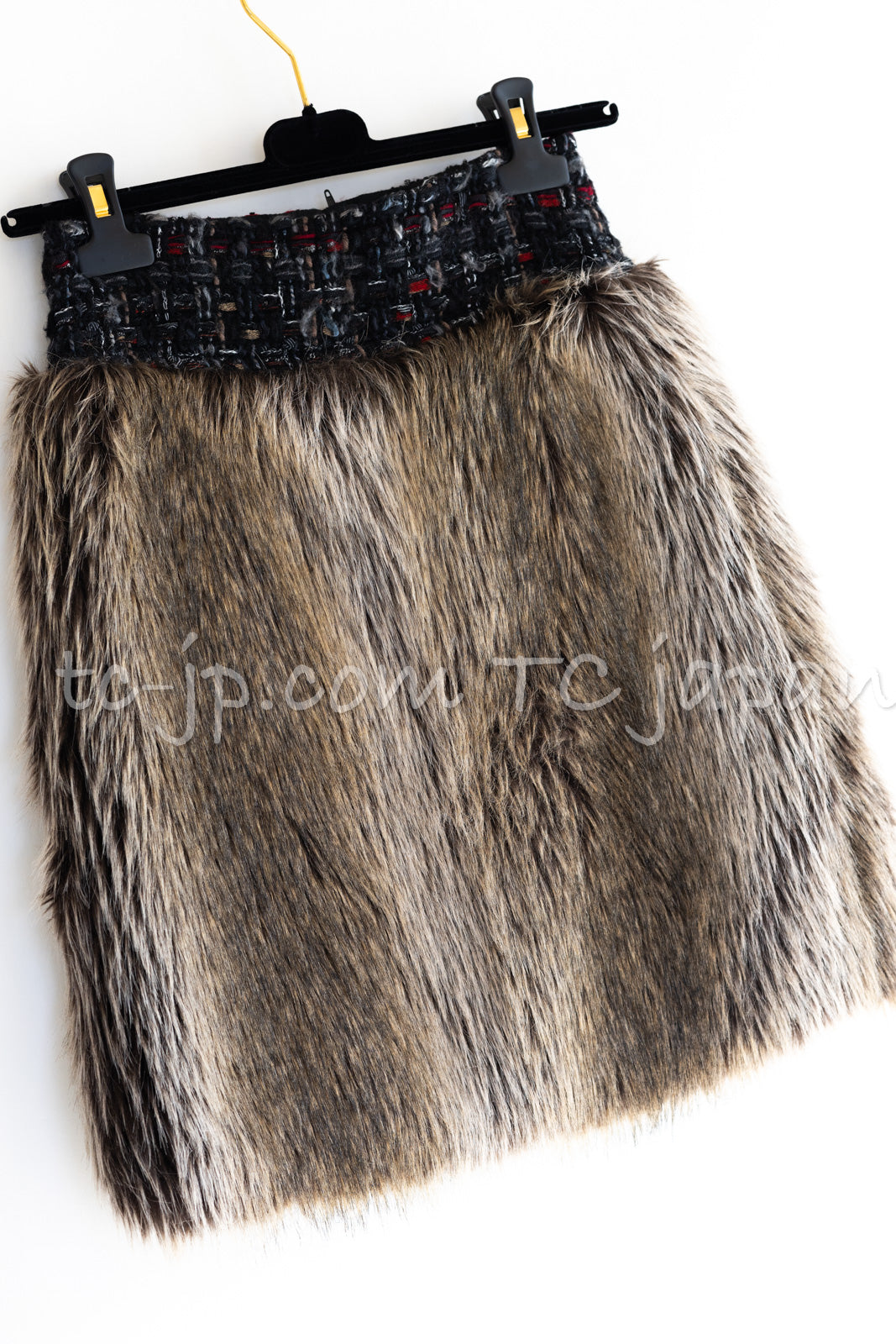 CHANEL 10A Black Re d Wool Lesage Tweed Fantasy Fur Mini Skirt 34 シャネル ブラック レッド ウール ルサージュ ファンタジー ファー ミニ スカート 即発