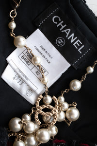 CHANEL 10A Black Re d Wool Lesage Tweed Fantasy Fur Mini Skirt 34 シャネル ブラック レッド ウール ルサージュ ファンタジー ファー ミニ スカート 即発
