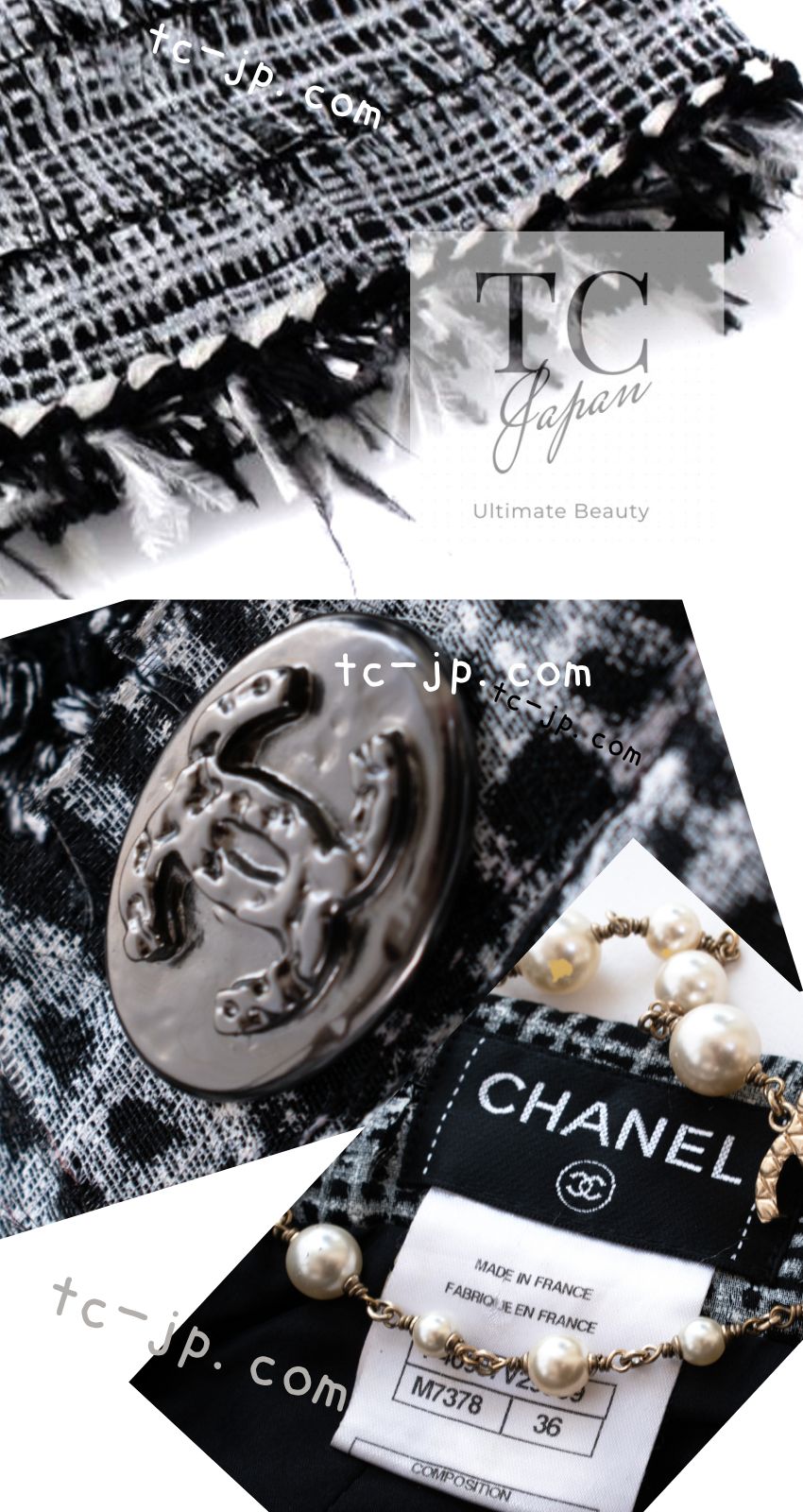 CHANEL 11S Black White Ostrich Feather Trimmed Limited Collectible Tweed Skirt 36 シャネル ブラック ホワイト 限定品 クレクティブル オーストリッチ 羽 ツイード スカート 即発