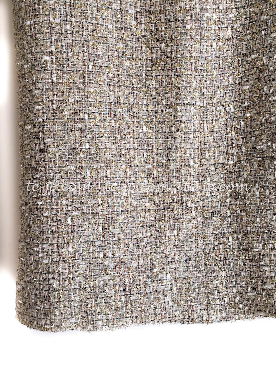CHANEL 05S Beige Metallic Cotton Lesage Tweed Skirt 44 シャネル ベージュ メタリック コットン ルサージュ ツイード スカート 即発