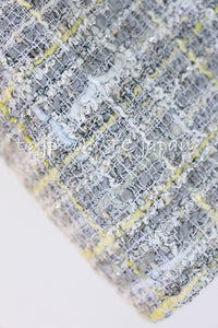 CHANEL 09S Light Gray Mint Cotton Wool Tweed Skirt 34 シャネル ライト グレー ミント コットン ウール ツイード スカート 即発