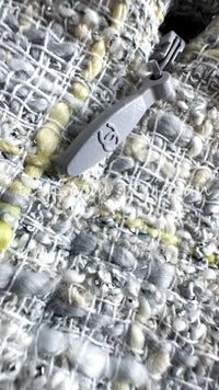 CHANEL 09S Light Gray Mint Cotton Wool Tweed Skirt 34 シャネル ライト グレー ミント コットン ウール ツイード スカート 即発
