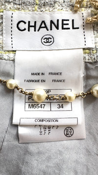 CHANEL 09S Light Gray Mint Cotton Wool Tweed Skirt 34 シャネル ライト グレー ミント コットン ウール ツイード スカート 即発