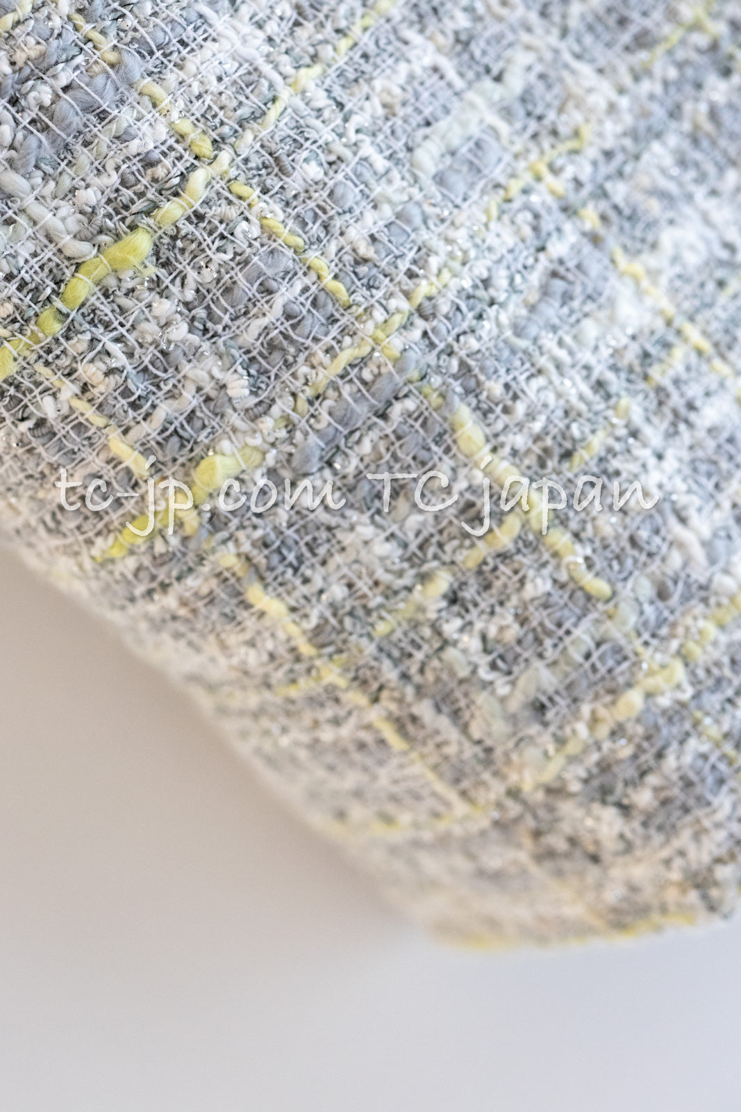 CHANEL 09S Light Gray Mint Cotton Wool Tweed Skirt 34 シャネル ライト グレー ミント コットン ウール ツイード スカート 即発