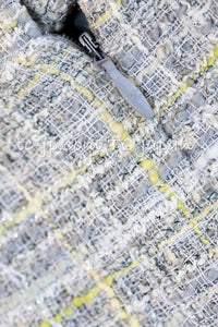 CHANEL 09S Light Gray Mint Cotton Wool Tweed Skirt 34 シャネル ライト グレー ミント コットン ウール ツイード スカート 即発