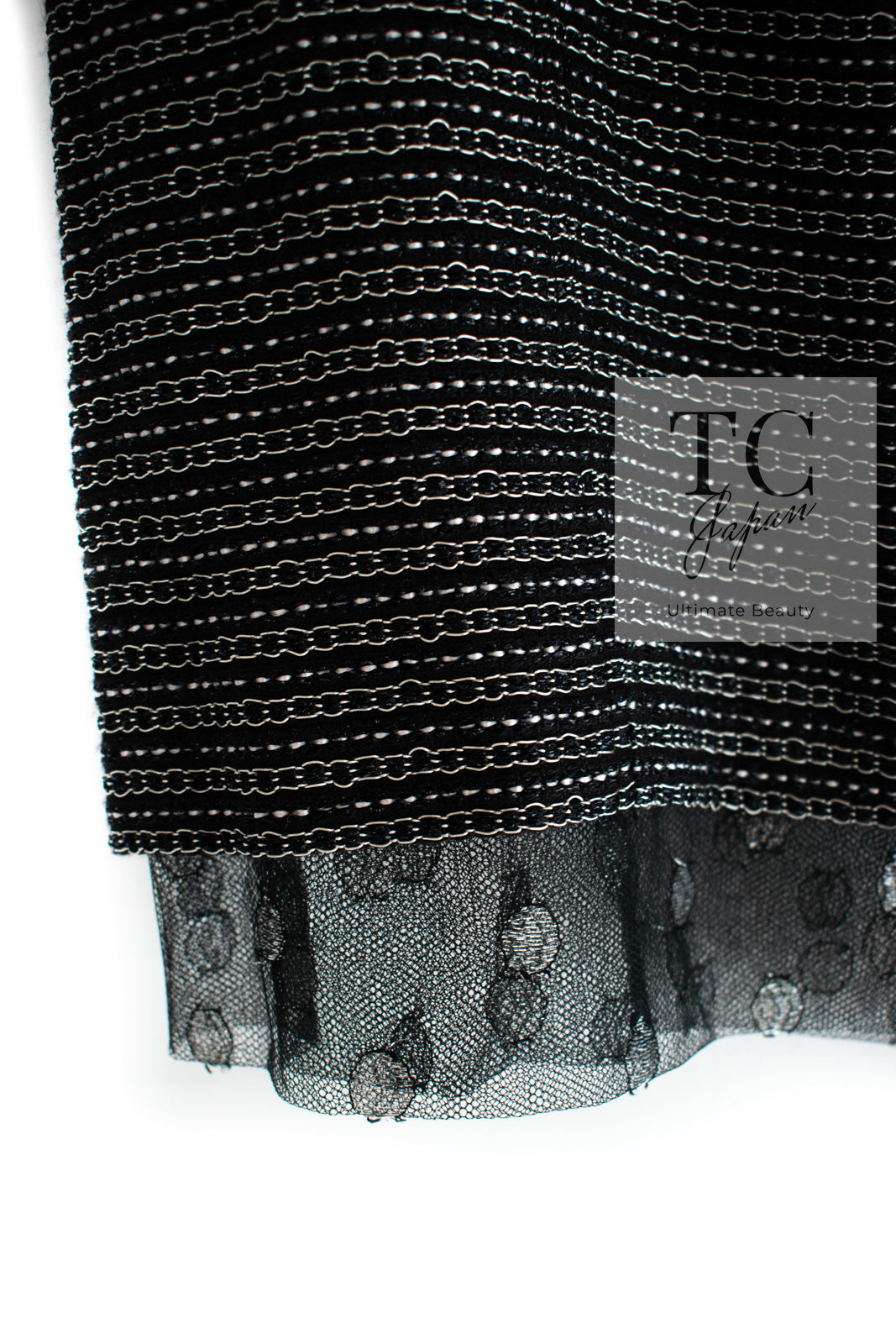 CHANEL 03A Black Silver Hemp Tweed Mini Skirt 34 シャネル ブラック シルバー ヘンプ ツイード ミニ スカート 即発