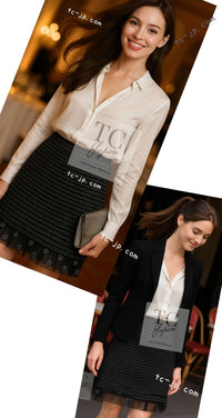 CHANEL 03A Black Silver Hemp Tweed Mini Skirt 34 シャネル ブラック シルバー ヘンプ ツイード ミニ スカート 即発