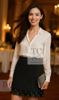 CHANEL 03A Black Silver Hemp Tweed Mini Skirt 34 シャネル ブラック シルバー ヘンプ ツイード ミニ スカート 即発