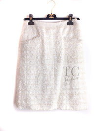 CHANEL 05S Ivory Fringe Sequin Lesage Tweed Skirt 44 シャネル アイボリー フリンジ スパコール ルサージュ ツイード スカート 即発