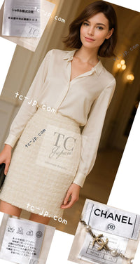 CHANEL 05S Ivory Fringe Sequin Lesage Tweed Skirt 44 シャネル アイボリー フリンジ スパコール ルサージュ ツイード スカート 即発