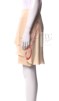 CHANEL 04S Beige Neutral Silk Skirt 36 シャネル ベージュ ニュートラル ミルフィーユ シルク スカート 即発