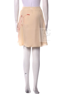CHANEL 04S Beige Neutral Silk Skirt 36 シャネル ベージュ ニュートラル ミルフィーユ シルク スカート 即発