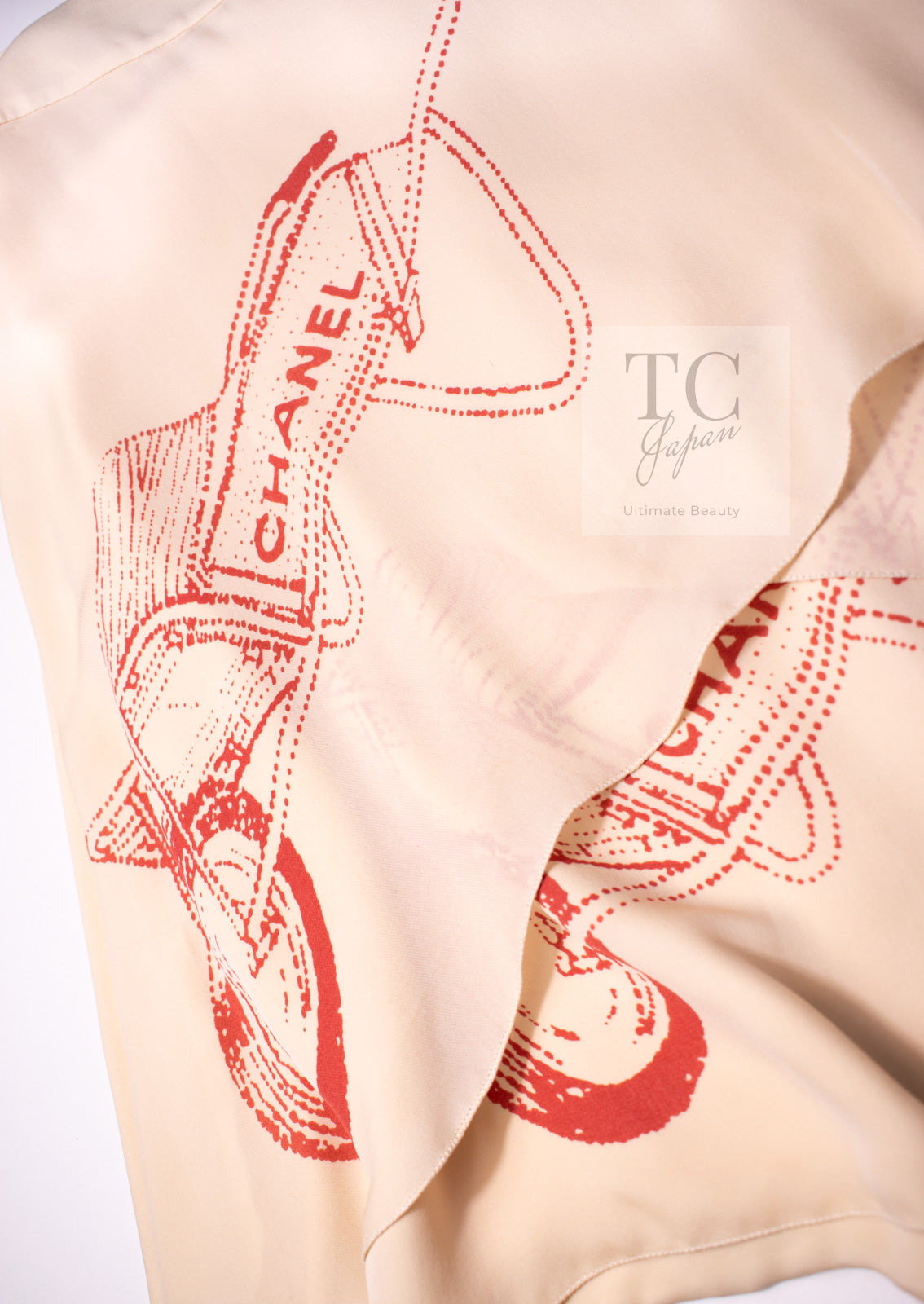 CHANEL 04S Beige Neutral Silk Skirt 36 シャネル ベージュ ニュートラル ミルフィーユ シルク スカート 即発