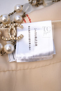 CHANEL 04S Beige Neutral Silk Skirt 36 シャネル ベージュ ニュートラル ミルフィーユ シルク スカート 即発