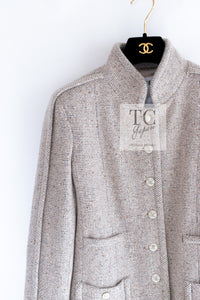 CHANEL 03A Beige Nude Stand Collar Cashmere 100 Tweed Jacket 38 40 シャネル ベージュ ヌード スタンド襟 カシミア 100 ツイード ジャケット 即発