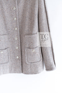 CHANEL 03A Beige Nude Stand Collar Cashmere 100 Tweed Jacket 38 40 シャネル ベージュ ヌード スタンド襟 カシミア 100 ツイード ジャケット 即発