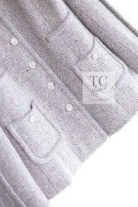 CHANEL 03A Beige Nude Stand Collar Cashmere 100 Tweed Jacket 38 40 シャネル ベージュ ヌード スタンド襟 カシミア 100 ツイード ジャケット 即発