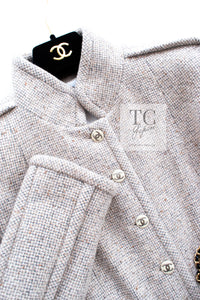 CHANEL 03A Beige Nude Stand Collar Cashmere 100 Tweed Jacket 38 40 シャネル ベージュ ヌード スタンド襟 カシミア 100 ツイード ジャケット 即発