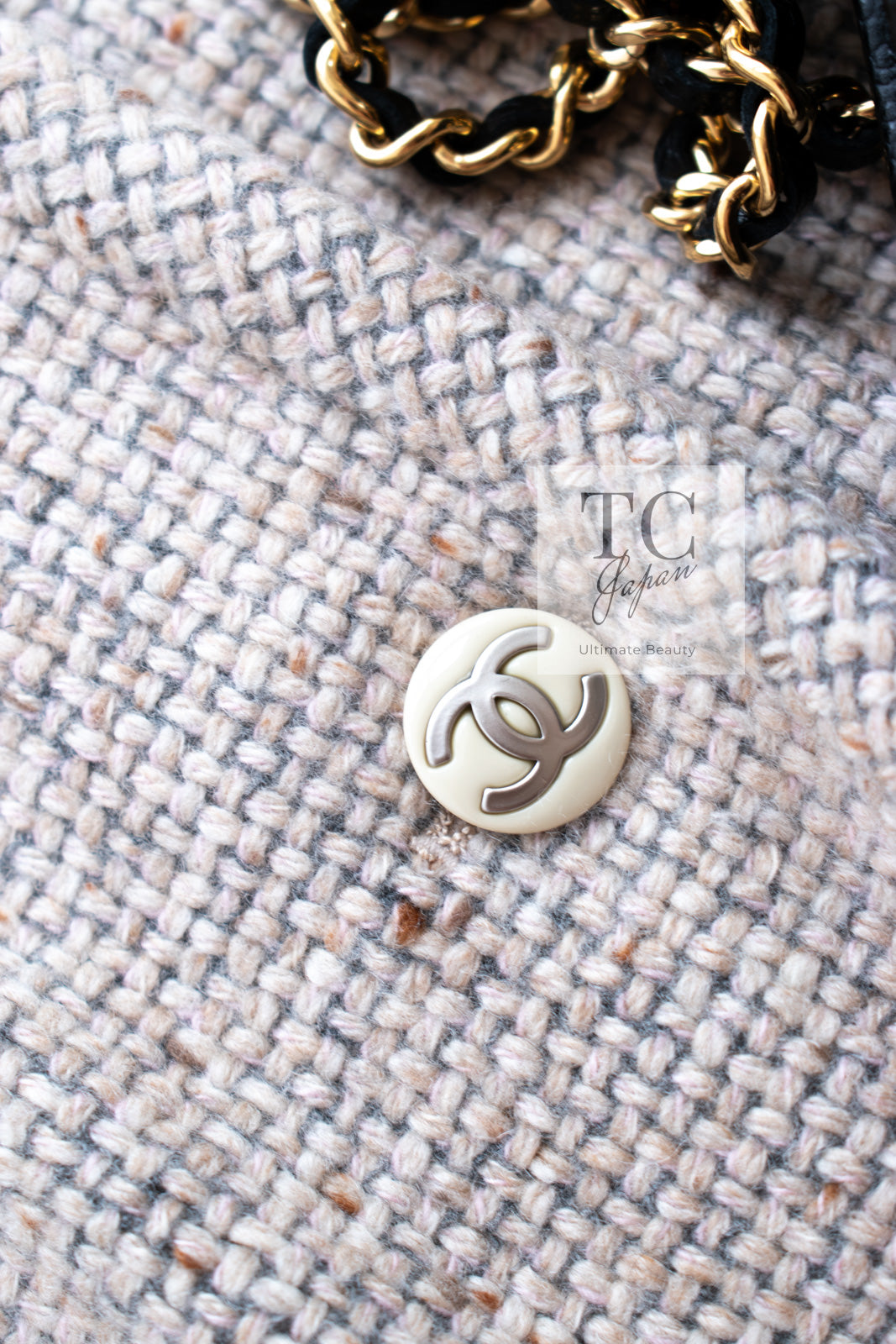 CHANEL 03A Beige Nude Stand Collar Cashmere 100 Tweed Jacket 38 40 シャネル ベージュ ヌード スタンド襟 カシミア 100 ツイード ジャケット 即発