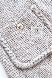 CHANEL 03A Beige Nude Stand Collar Cashmere 100 Tweed Jacket 38 40 シャネル ベージュ ヌード スタンド襟 カシミア 100 ツイード ジャケット 即発