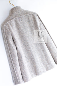 CHANEL 03A Beige Nude Stand Collar Cashmere 100 Tweed Jacket 38 40 シャネル ベージュ ヌード スタンド襟 カシミア 100 ツイード ジャケット 即発