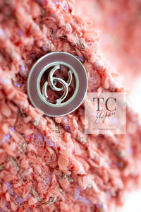 CHANEL 20PS Pink Collarless Tweed Jacket 38 40 シャネル ピンク 襟なし ココボタン ツイード ジャケット 即発