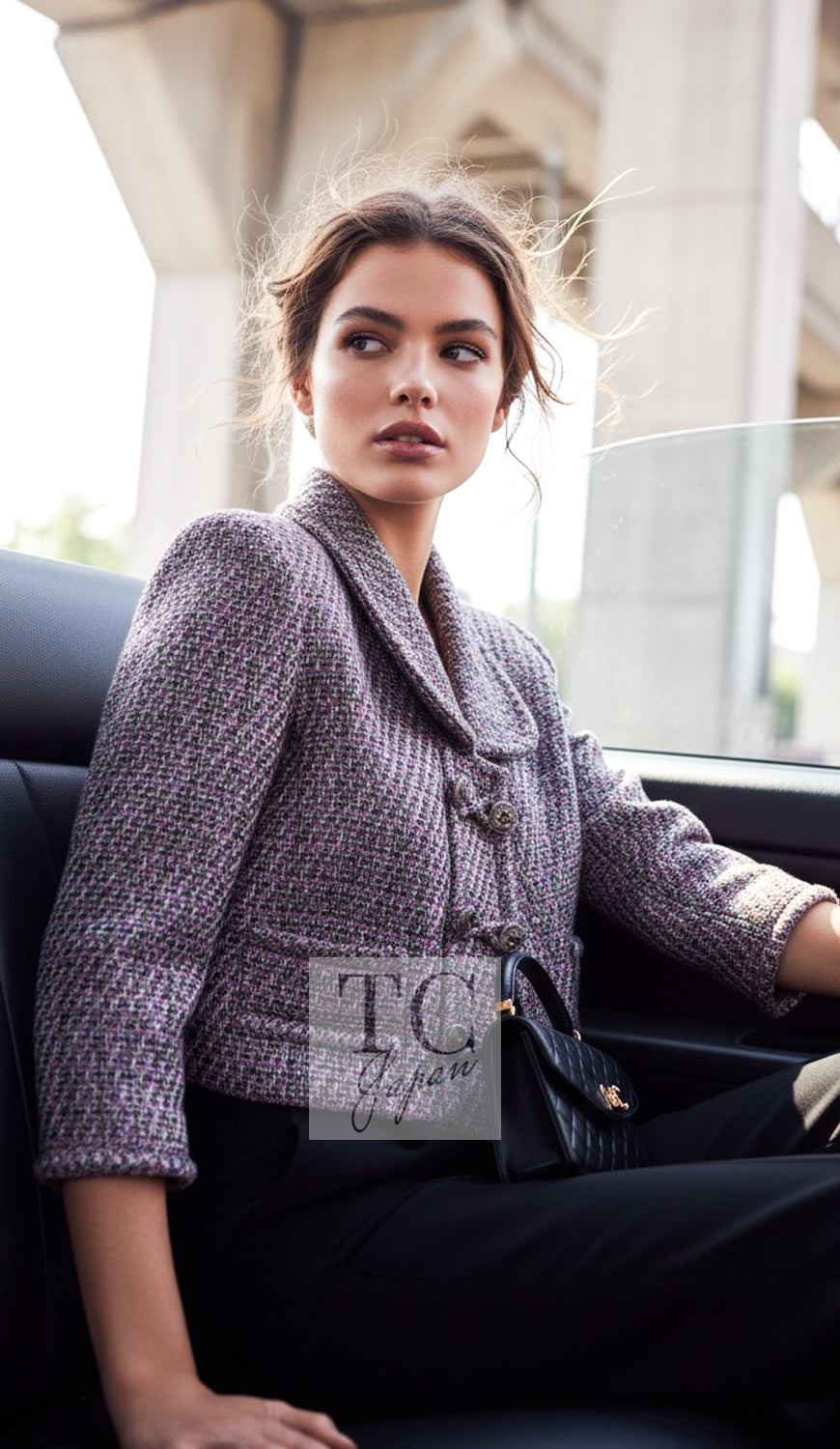 シャネル ジャケット CHANEL 15S パープル マルチカラー ピンク
