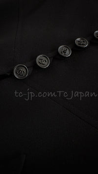 CHANEL 97S Vintage Black Silk CC Logo Jacket Trench Coat 36 シャネル ヴィンテージ ブラック シルク CCロゴ ジャケット トレンチ コート 即発