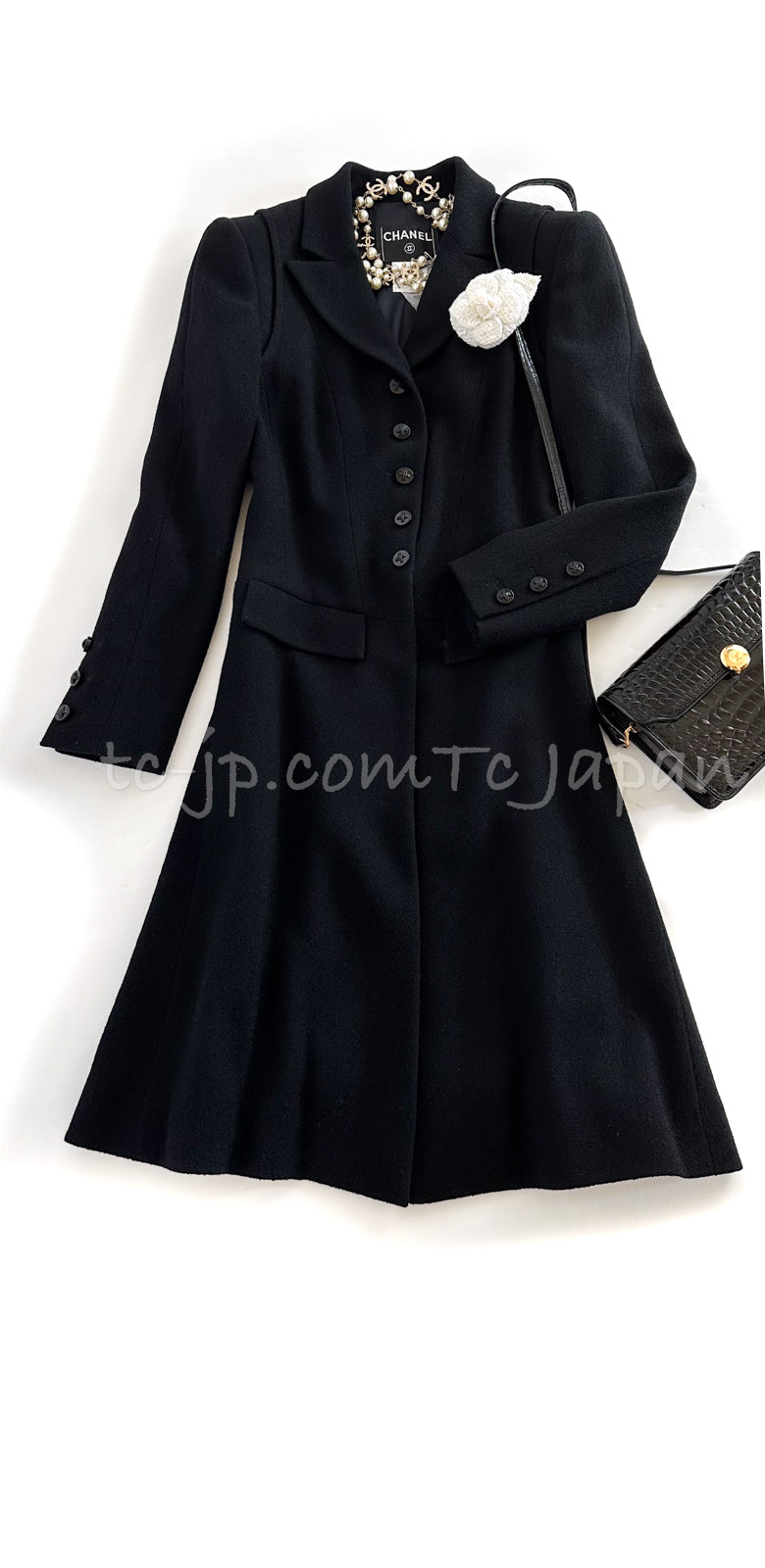 シャネル ブラック・ウール・コート CHANEL 06A Black Wool Tweed Coat