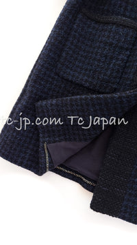CHANEL 17B Navy Black BIG CC Logo Belt Jacket Coat 36 シャネル ネイビー ブラック ビッグ CC ロゴ ベルト付 ノーカラー ジャケット コート 即発