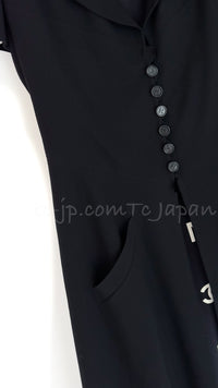 CHANEL 97S Vintage Black Silk CC Logo Jacket Trench Coat 36 シャネル ヴィンテージ ブラック シルク CCロゴ ジャケット トレンチ コート 即発