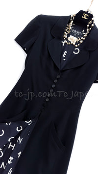 CHANEL 97S Vintage Black Silk CC Logo Jacket Trench Coat 36 シャネル ヴィンテージ ブラック シルク CCロゴ ジャケット トレンチ コート 即発